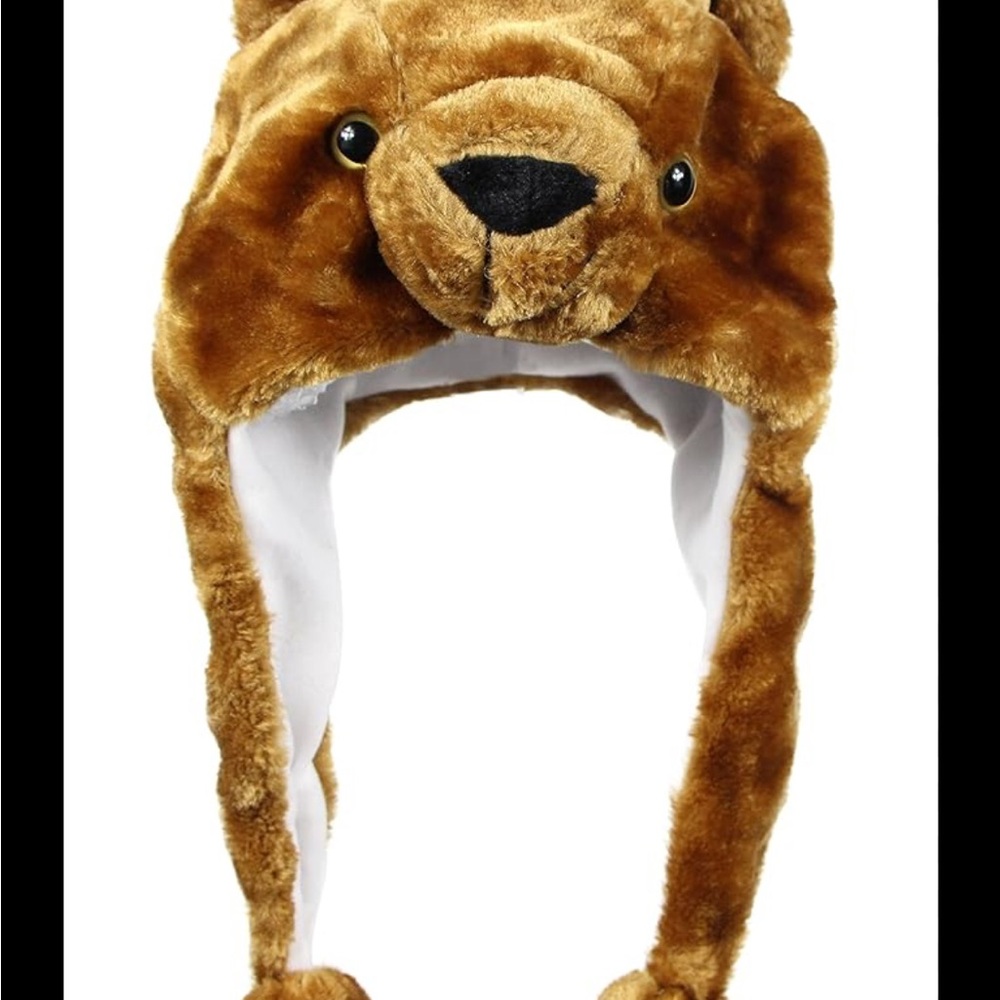Brown Bear Plush Hat Used